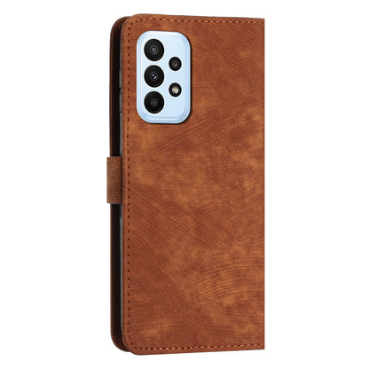 For Samsung Galaxy A52s 5G / A52 4G / 5G Lines Imprinted PU Leather Case Skin-Touch Wallet Phone Cover