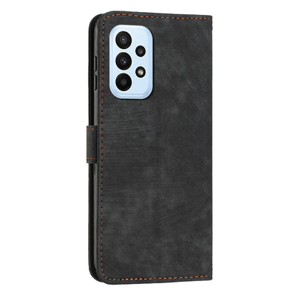 Shockproof Case for Samsung Galaxy A53 5G Skin-Touch Wallet Phone Case Lines Imprinted PU Leather Cover