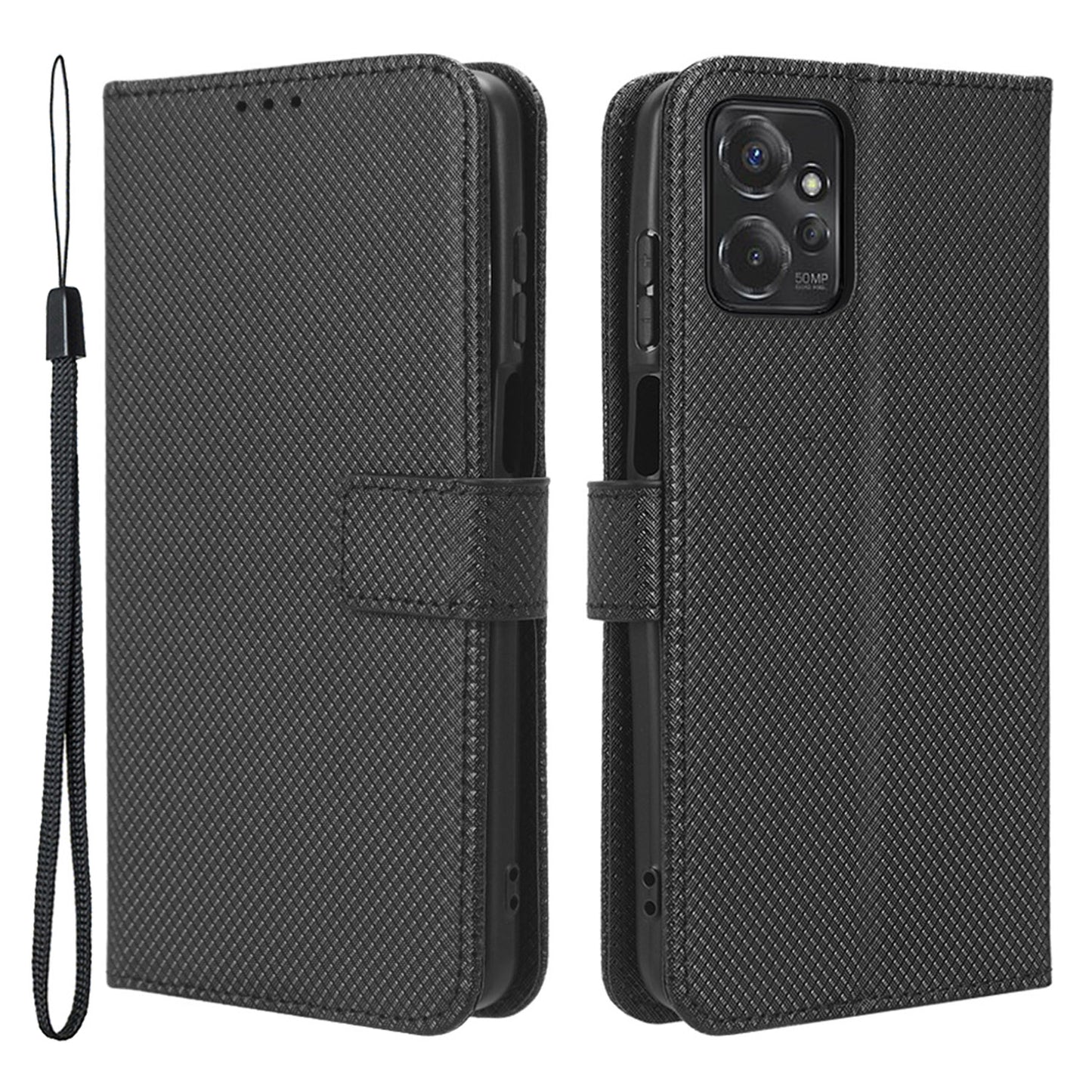 For Motorola Moto G Power 5G Stand Wallet Leather Phone Case Diamond Texture Smartphone Cover