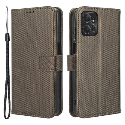 For Motorola Moto G Power 5G Stand Wallet Leather Phone Case Diamond Texture Smartphone Cover