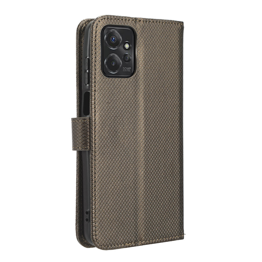 For Motorola Moto G Power 5G Stand Wallet Leather Phone Case Diamond Texture Smartphone Cover