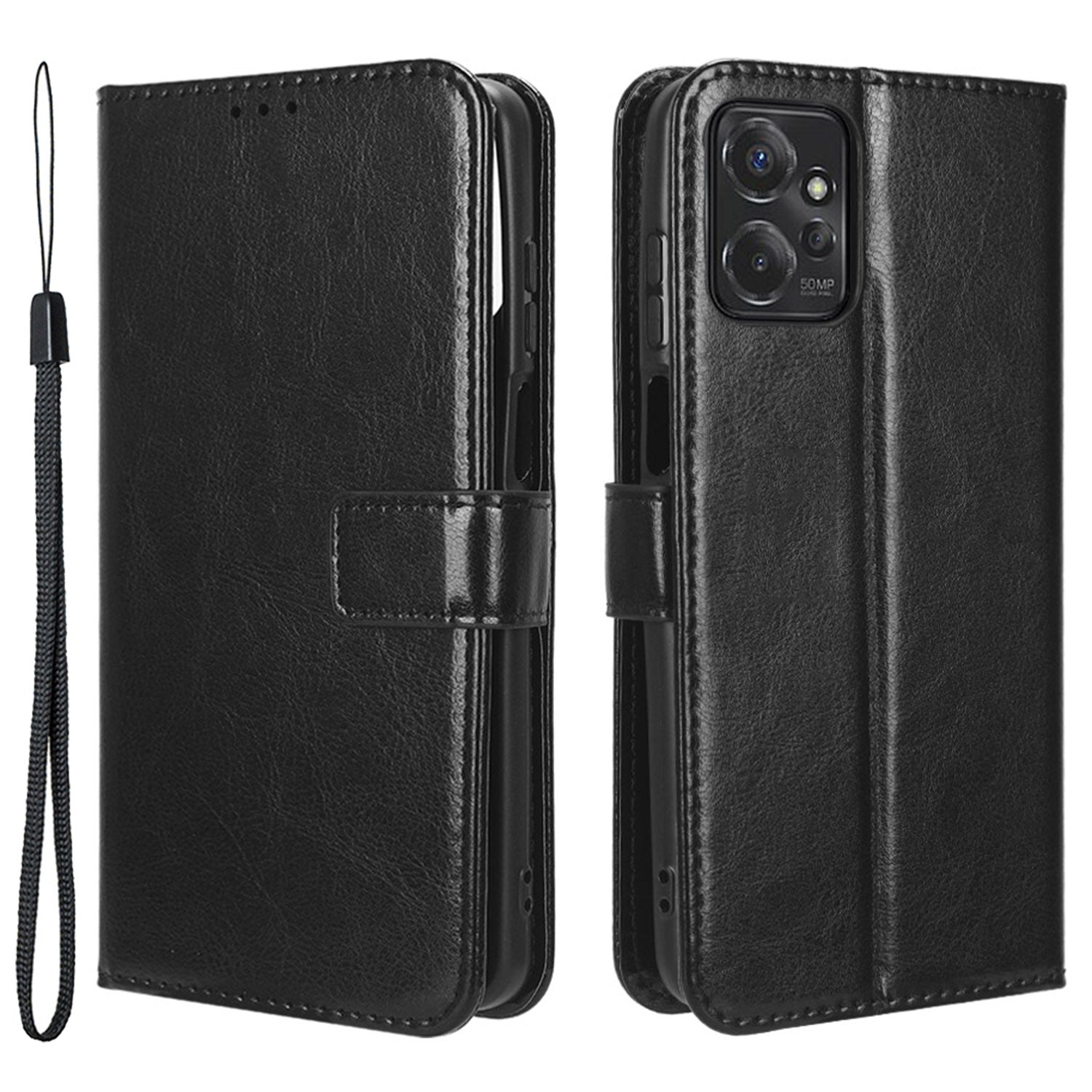 For Motorola Moto G Power 5G PU Leather Wallet Phone Case Crazy Horse Texture Stand Cover