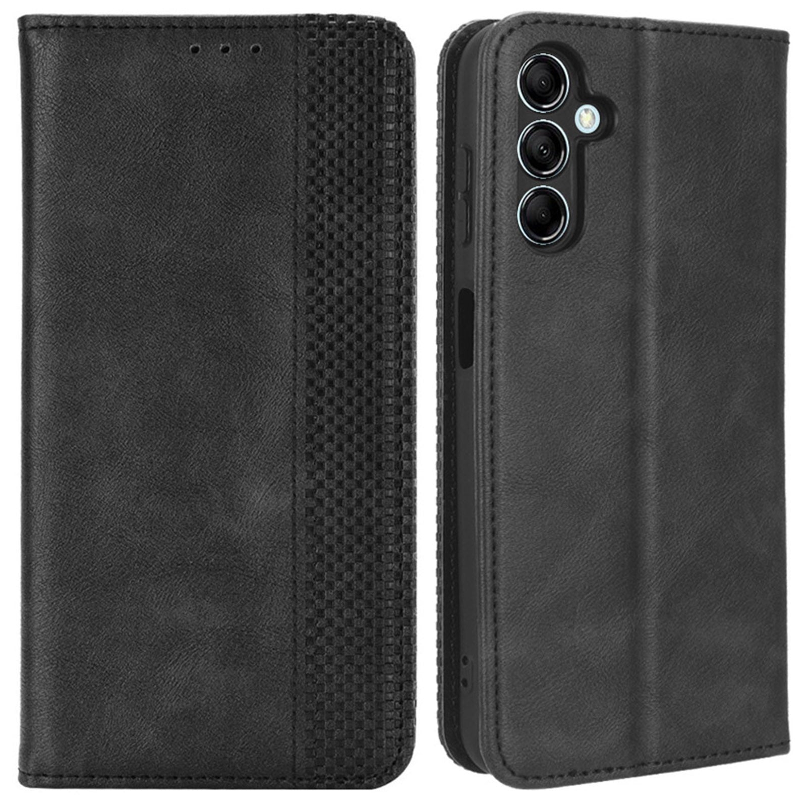 For Samsung Galaxy M14 5G Retro Phone Case PU Leather Phone Stand Wallet Protective Cover