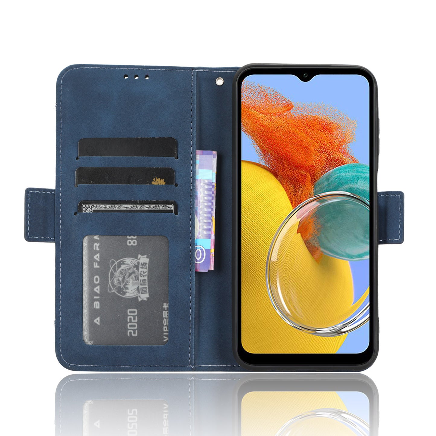 Wallet PU Leather Case for Samsung Galaxy M14 5G , Multiple Card Slots Phone Stand Cover