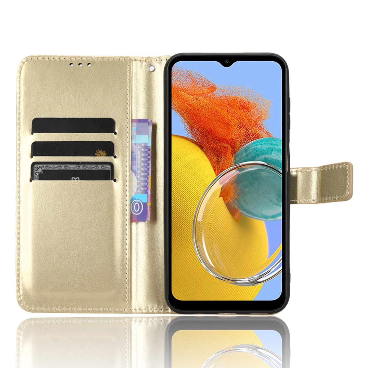 For Samsung Galaxy M14 5G Shockproof Leather Phone Case Wallet Crazy Horse Texture Phone Stand Cover