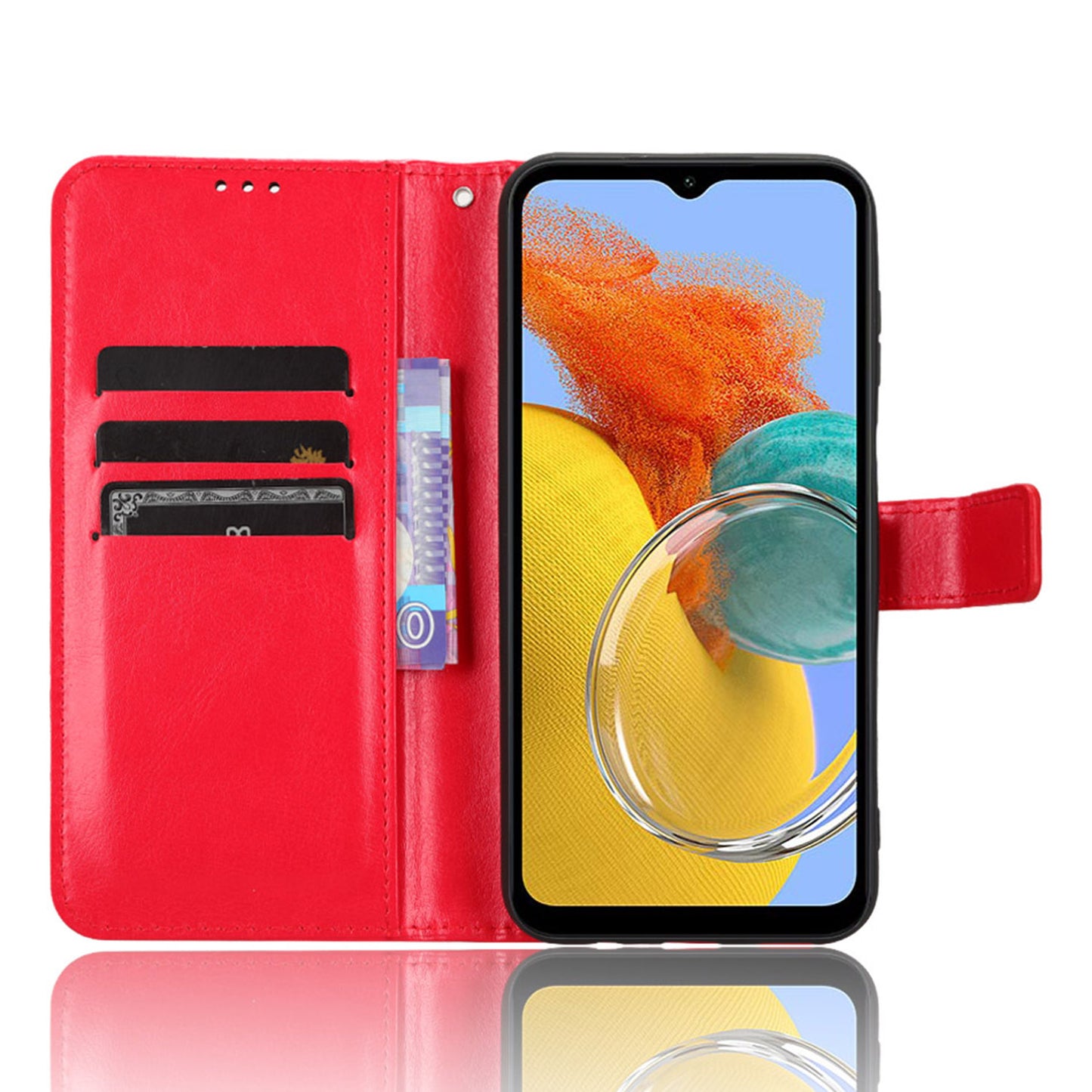 For Samsung Galaxy M14 5G Shockproof Leather Phone Case Wallet Crazy Horse Texture Phone Stand Cover