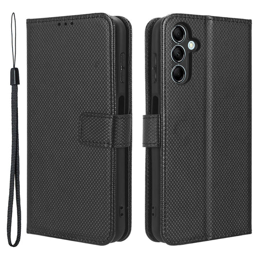 For Samsung Galaxy M14 5G Phone Leather Case Diamond Texture Stand Wallet Cell Phone Cover