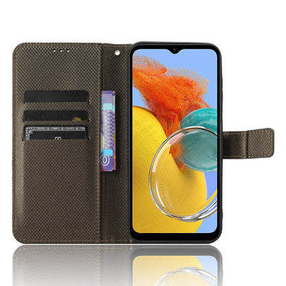 For Samsung Galaxy M14 5G Phone Leather Case Diamond Texture Stand Wallet Cell Phone Cover