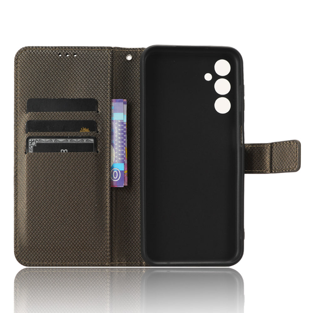 For Samsung Galaxy M14 5G Phone Leather Case Diamond Texture Stand Wallet Cell Phone Cover