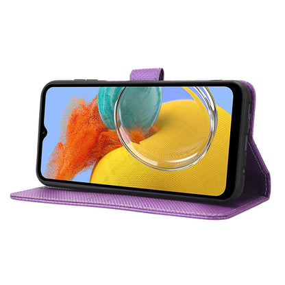 For Samsung Galaxy M14 5G Phone Leather Case Diamond Texture Stand Wallet Cell Phone Cover