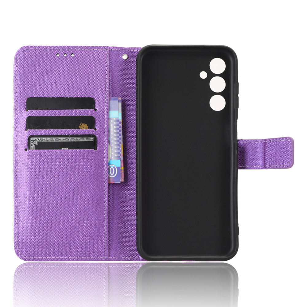 For Samsung Galaxy M14 5G Phone Leather Case Diamond Texture Stand Wallet Cell Phone Cover