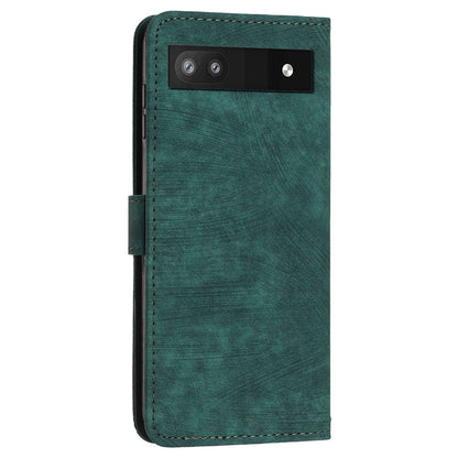 For Google Pixel 7a PU Leather Skin-touch Protective Cover Lines Imprint Wallet Stand Phone Case with 2 Straps