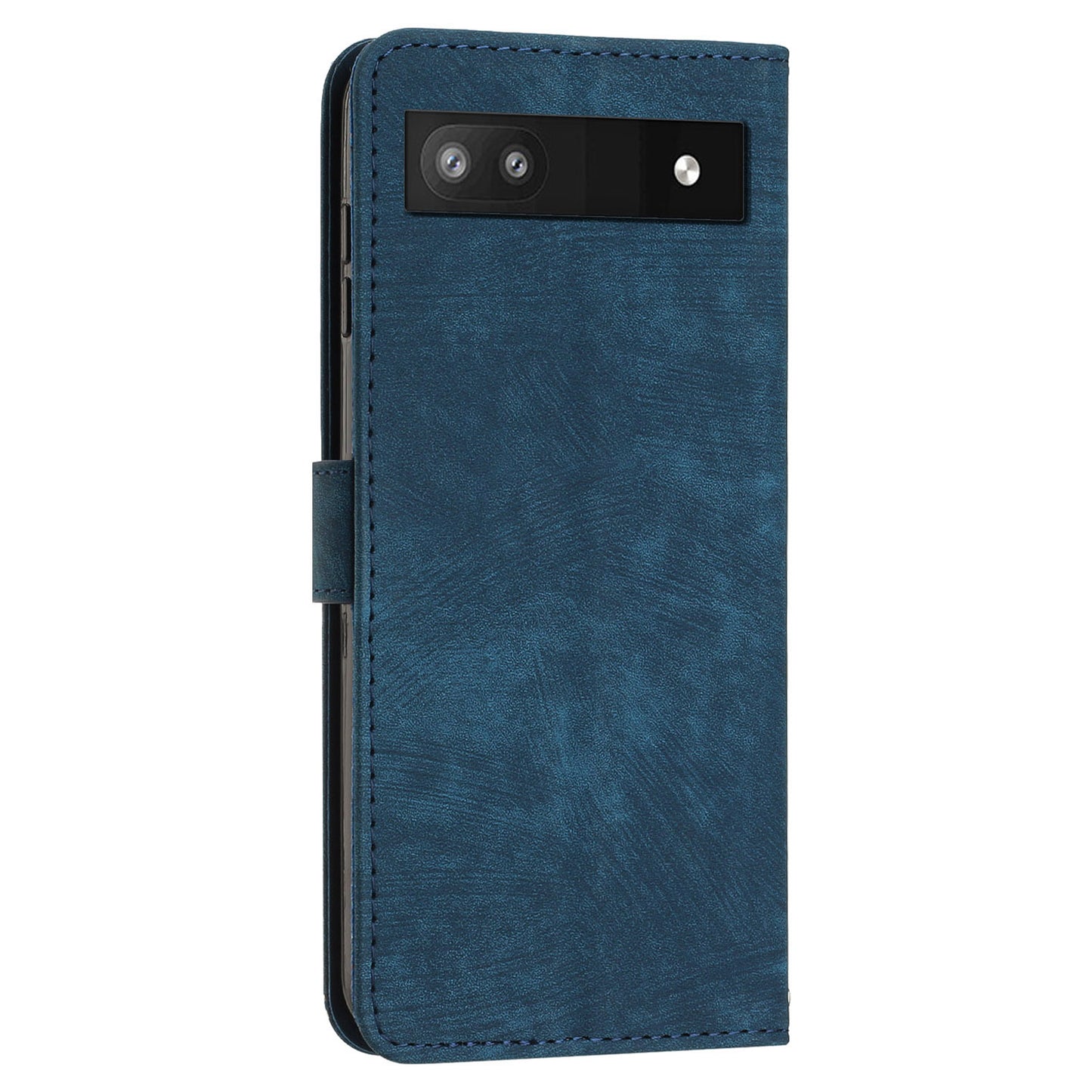 For Google Pixel 7a PU Leather Skin-touch Protective Cover Lines Imprint Wallet Stand Phone Case with 2 Straps