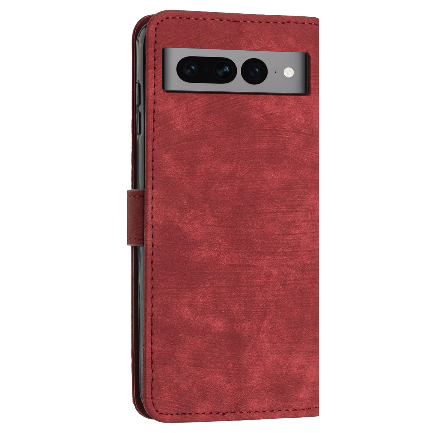 For Google Pixel 7 Pro 5G PU Leather Drop-proof Case Lines Imprint Flip Stand Wallet Phone Cover with 2 Straps