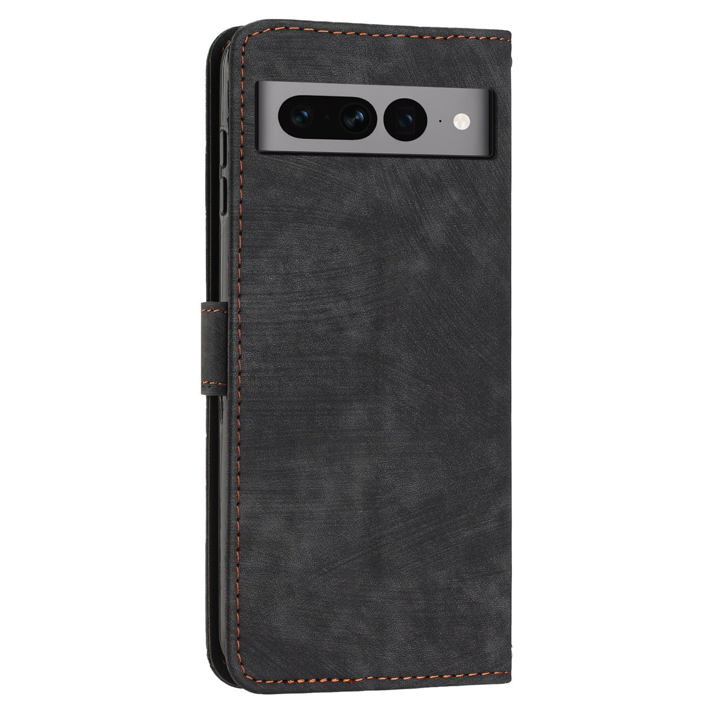 For Google Pixel 7 Pro 5G PU Leather Drop-proof Case Lines Imprint Flip Stand Wallet Phone Cover with 2 Straps