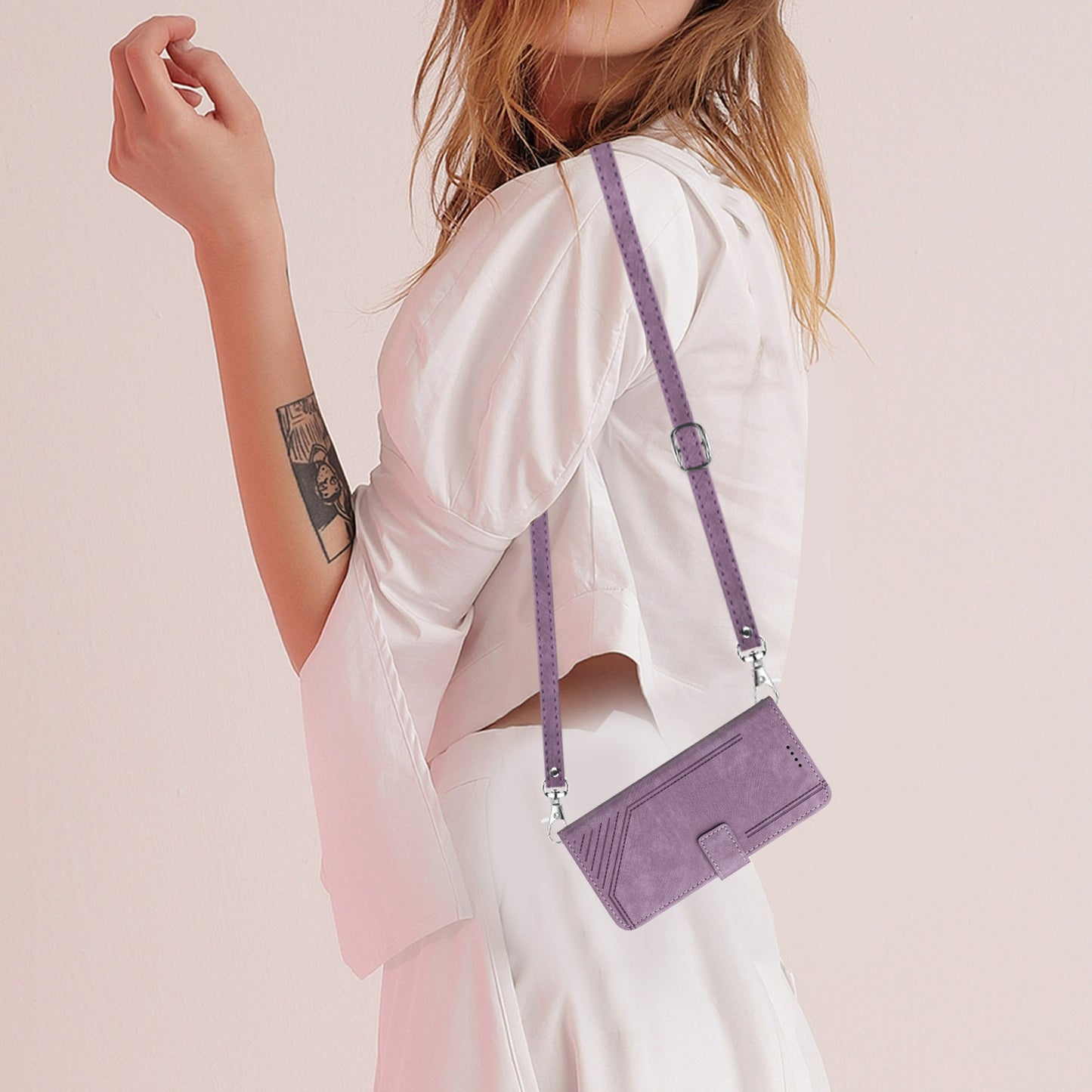 For Google Pixel 7 Pro 5G PU Leather Drop-proof Case Lines Imprint Flip Stand Wallet Phone Cover with 2 Straps