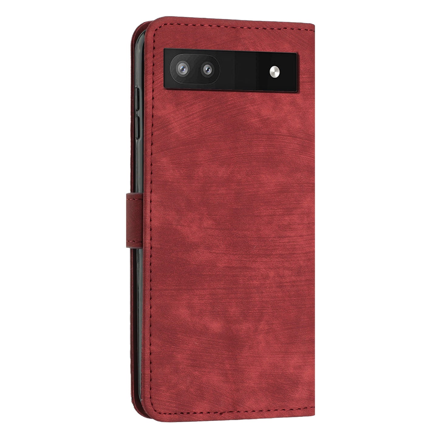 For Google Pixel 7a PU Leather Lines Imprinted Phone Case Wallet Stand Magnetic Flip Cover