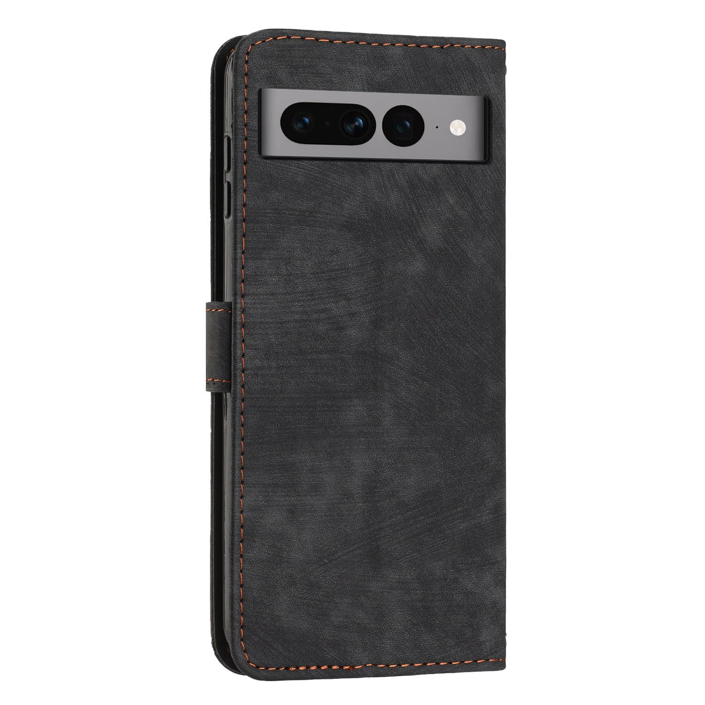 For Google Pixel 7 Pro 5G Skin-touch Phone Case Lines Imprint Leather Wallet Protective Cover with Stand