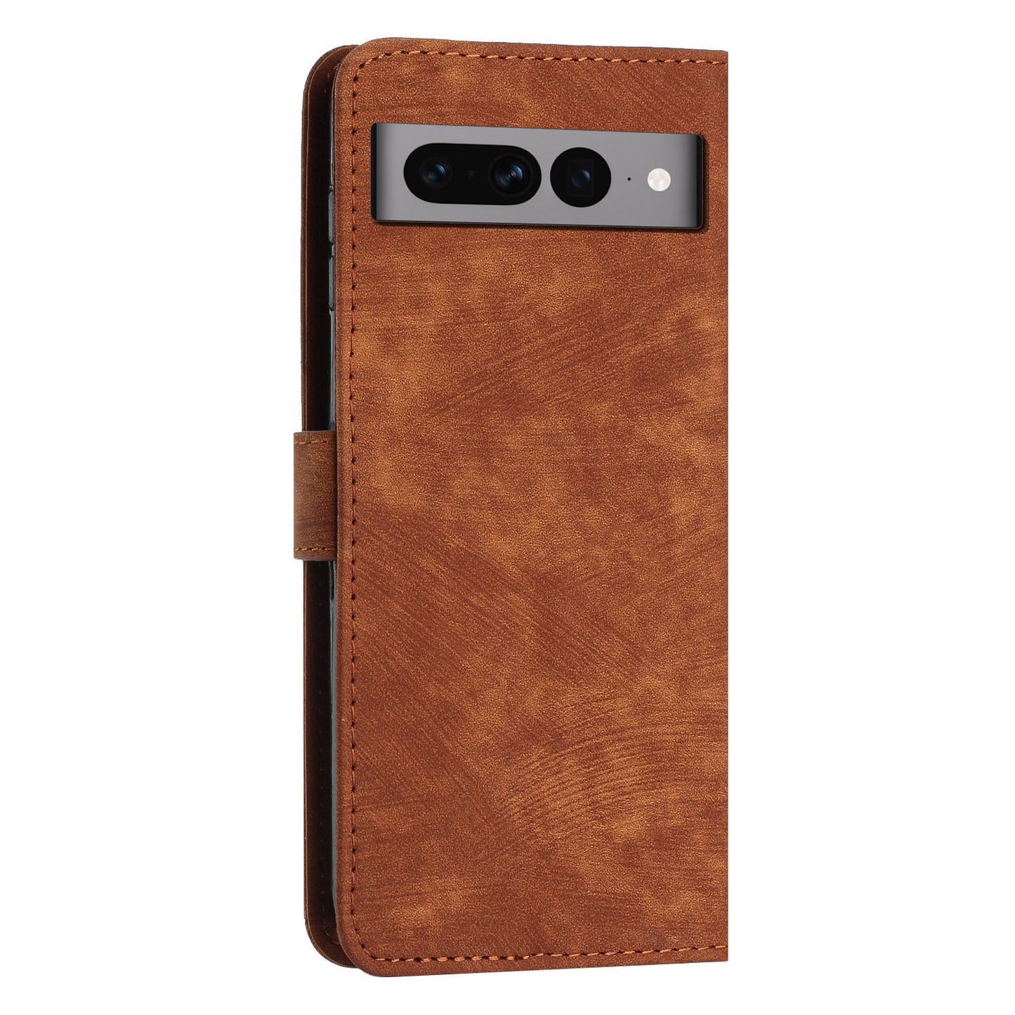For Google Pixel 7 Pro 5G Skin-touch Phone Case Lines Imprint Leather Wallet Protective Cover with Stand