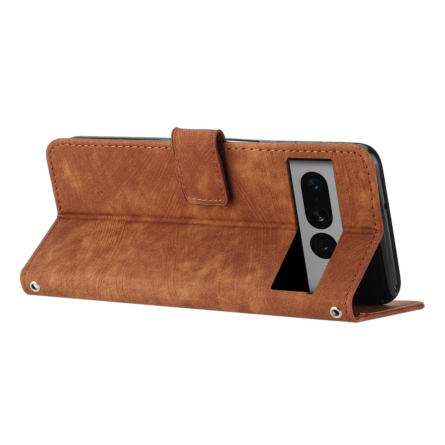 For Google Pixel 7 Pro 5G Skin-touch Phone Case Lines Imprint Leather Wallet Protective Cover with Stand