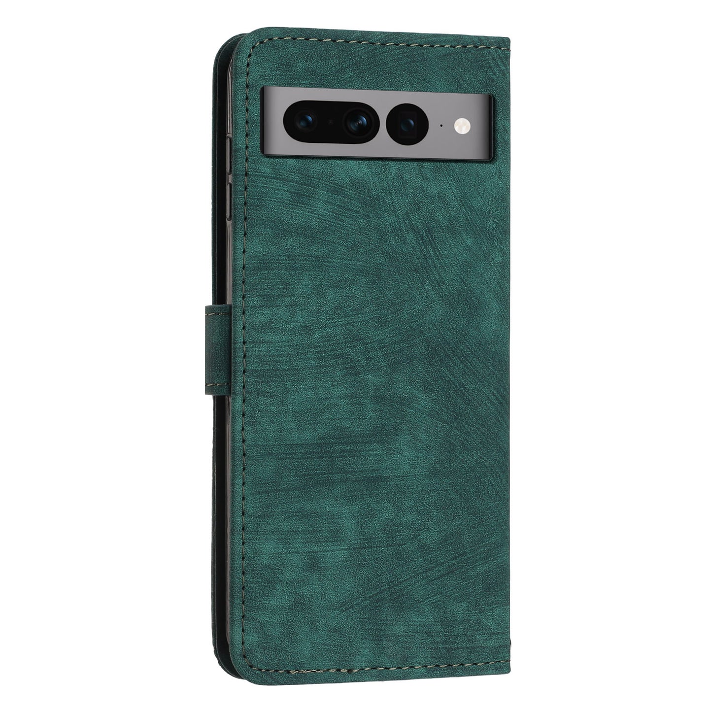 For Google Pixel 7 Pro 5G Skin-touch Phone Case Lines Imprint Leather Wallet Protective Cover with Stand