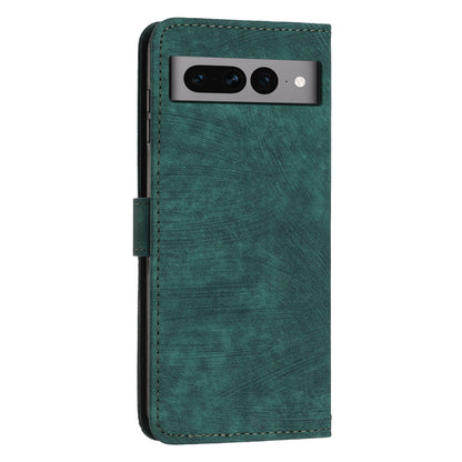 For Google Pixel 7 Pro 5G Skin-touch Phone Case Lines Imprint Leather Wallet Protective Cover with Stand