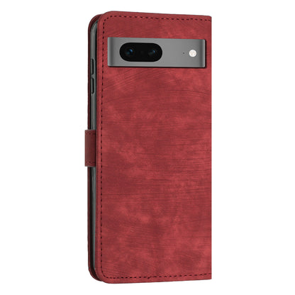 For Google Pixel 7 5G Lines Imprinted Shockproof Phone Case PU Leather Wallet Phone Cover with Stand