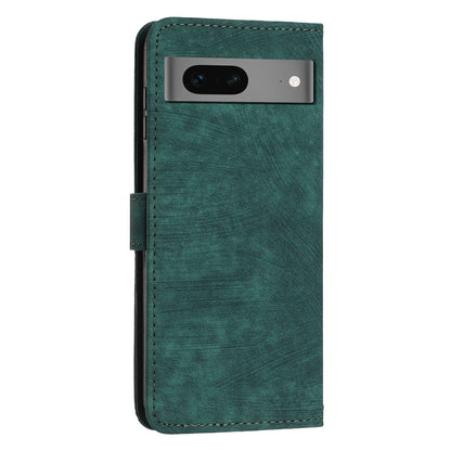 For Google Pixel 7 5G Lines Imprinted Shockproof Phone Case PU Leather Wallet Phone Cover with Stand