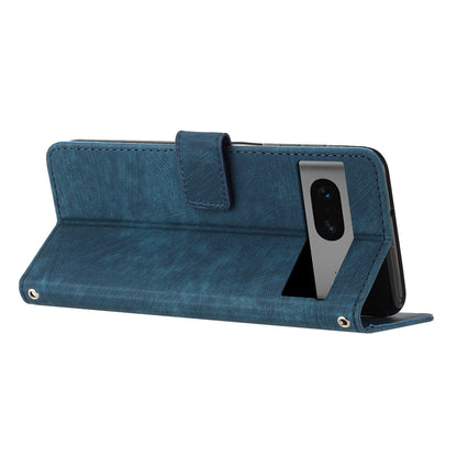 For Google Pixel 7 5G Lines Imprinted Shockproof Phone Case PU Leather Wallet Phone Cover with Stand