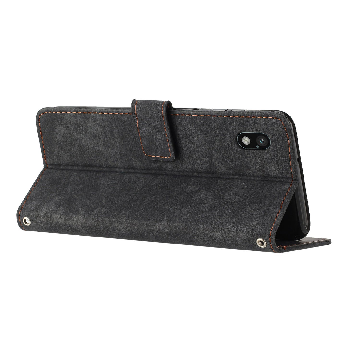 For Sony Xperia Ace III Skin-touch Leather Wallet Drop-proof Shell Lines Imprint Stand Phone Case