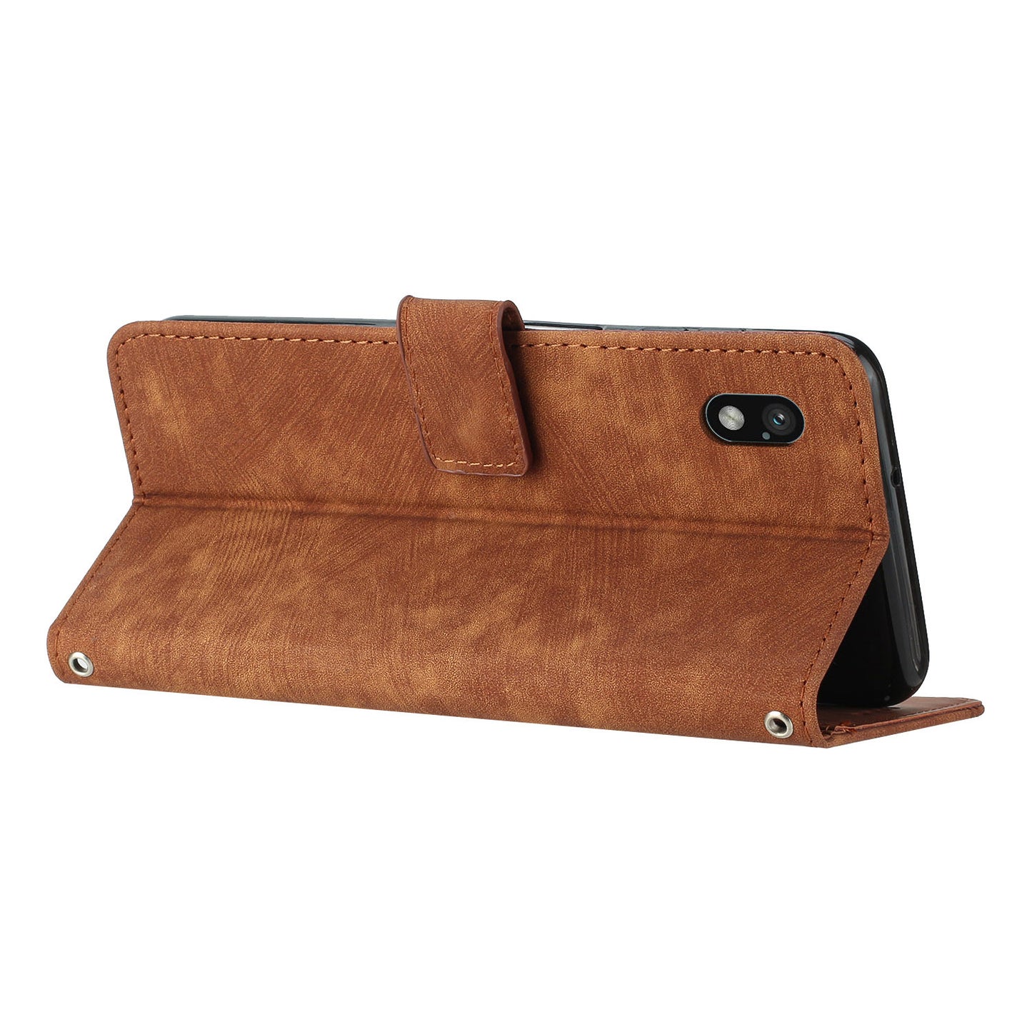 For Sony Xperia Ace III Skin-touch Leather Wallet Drop-proof Shell Lines Imprint Stand Phone Case