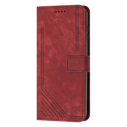 For Sony Xperia Ace III Skin-touch Leather Wallet Drop-proof Shell Lines Imprint Stand Phone Case
