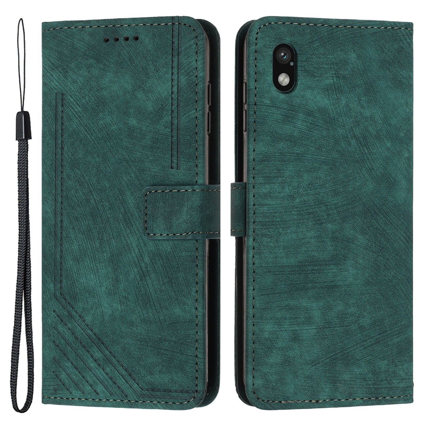 For Sony Xperia Ace III Skin-touch Leather Wallet Drop-proof Shell Lines Imprint Stand Phone Case