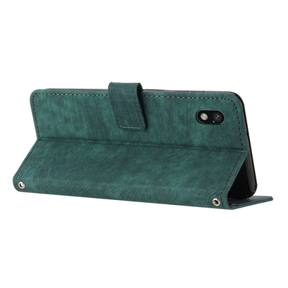 For Sony Xperia Ace III Skin-touch Leather Wallet Drop-proof Shell Lines Imprint Stand Phone Case