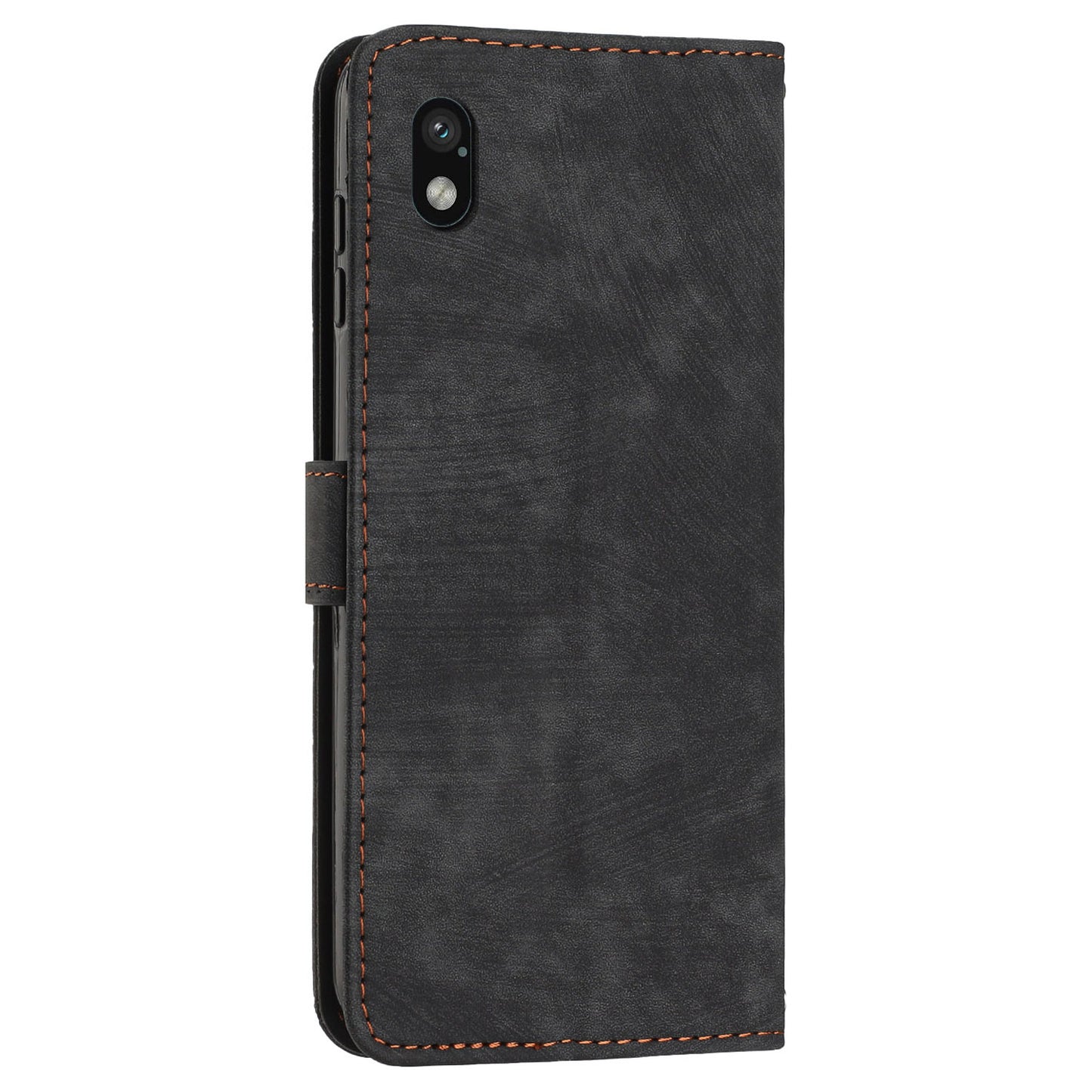 For Sony Xperia Ace III PU Leather Case Wallet Lines Imprinted Folio Stand Phone Cover with Shoulder Strap