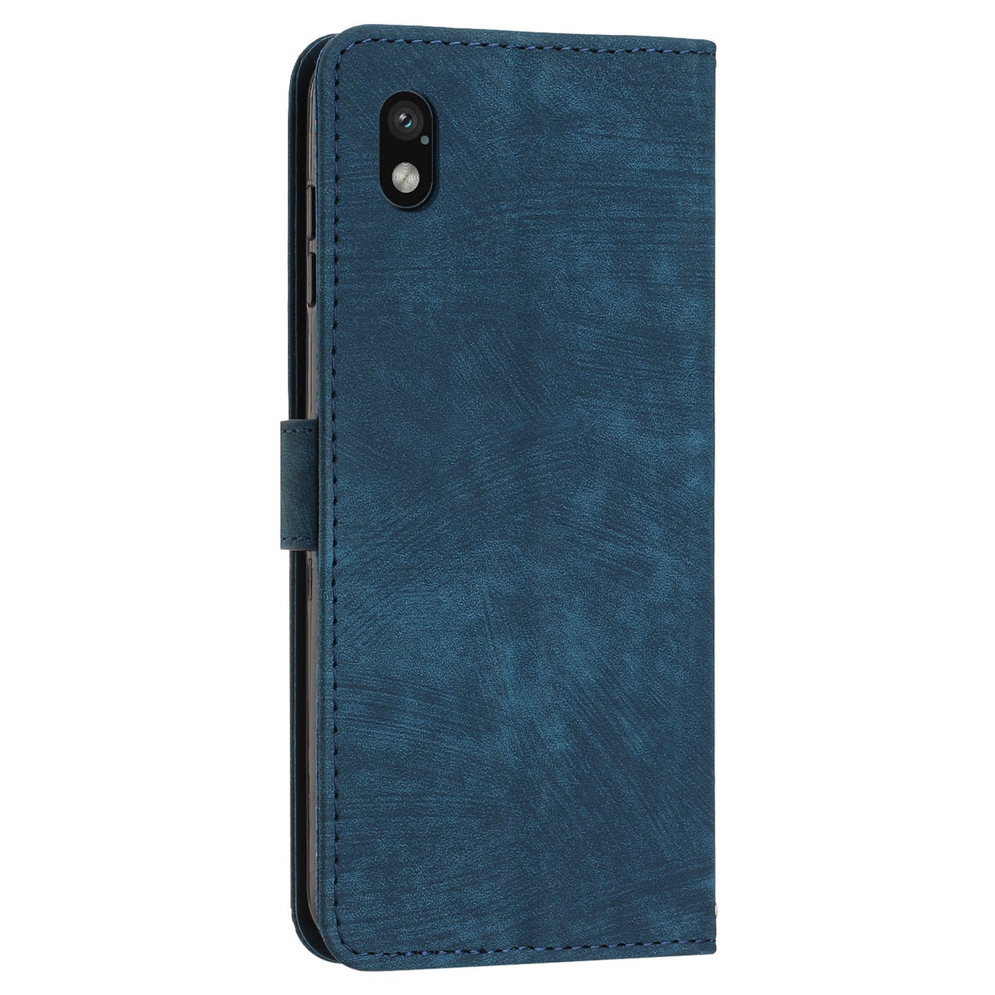 For Sony Xperia Ace III PU Leather Case Wallet Lines Imprinted Folio Stand Phone Cover with Shoulder Strap