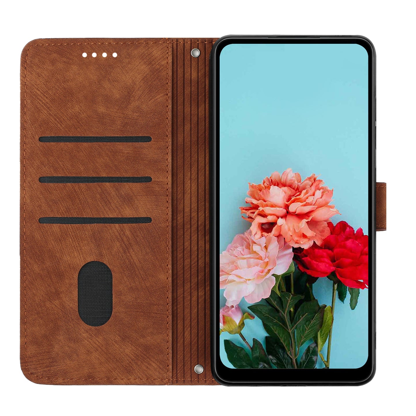 For Sony Xperia 10 V Wallet Phone Case PU Leather Lines Imprinted Stand Shoulder Strap Flip Cover