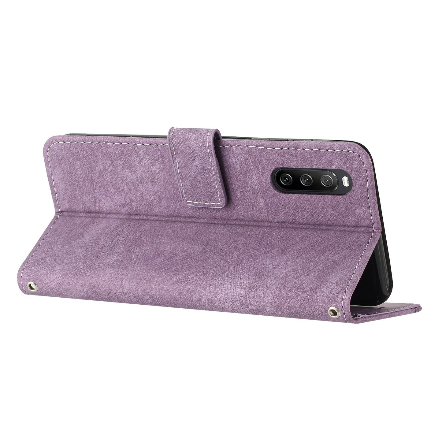 For Sony Xperia 10 V Lines Imprint Full Protection Stand Cover Skin-touch Leather Wallet Phone Case