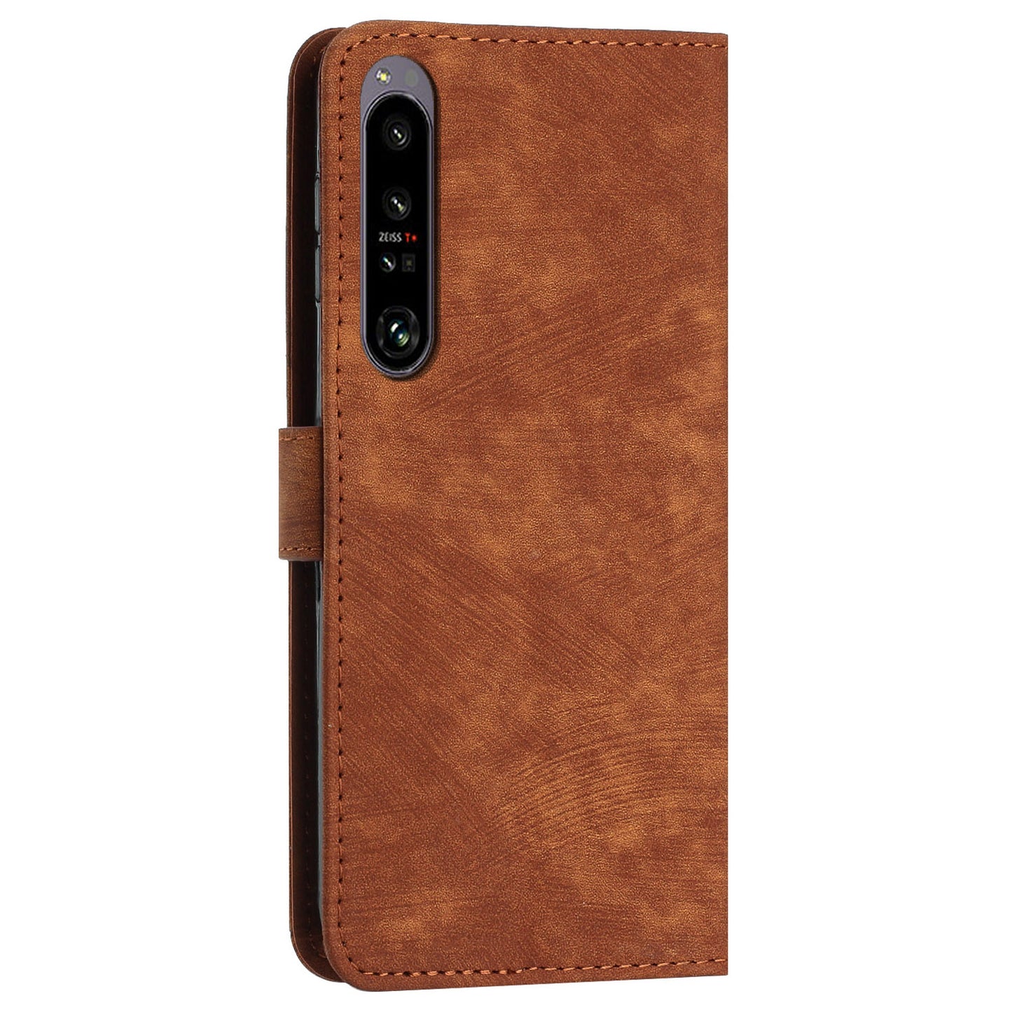 For Sony Xperia 1 V PU Leather Flip Protective Cover Lines Imprinted Stand Wallet Phone Case