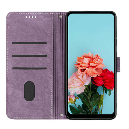 For Sony Xperia 1 V PU Leather Flip Protective Cover Lines Imprinted Stand Wallet Phone Case