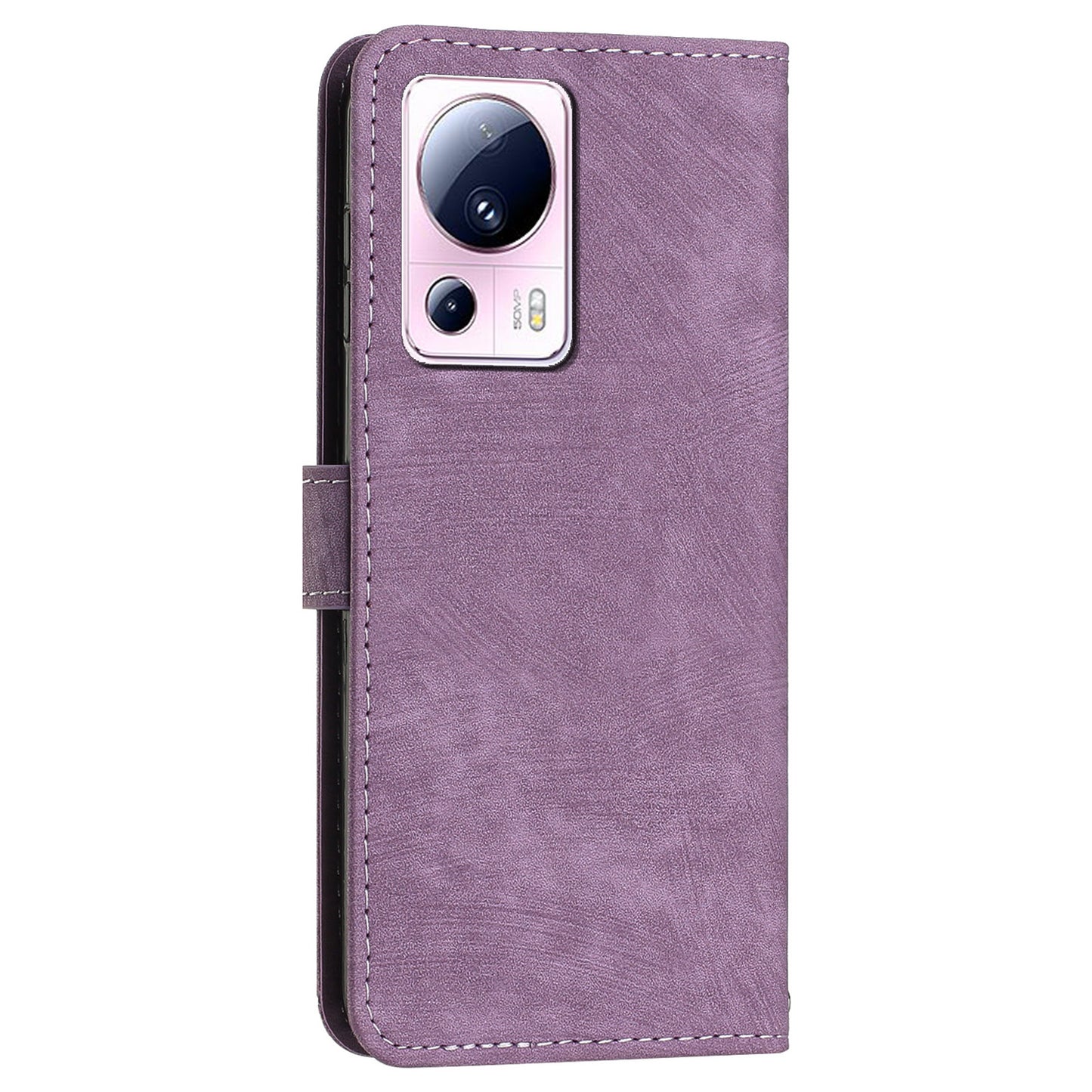 For Xiaomi 13 Lite / Civi 2 5G Wallet Case Skin-touch PU Leather Lines Imprinted Stand Flip Phone Cover