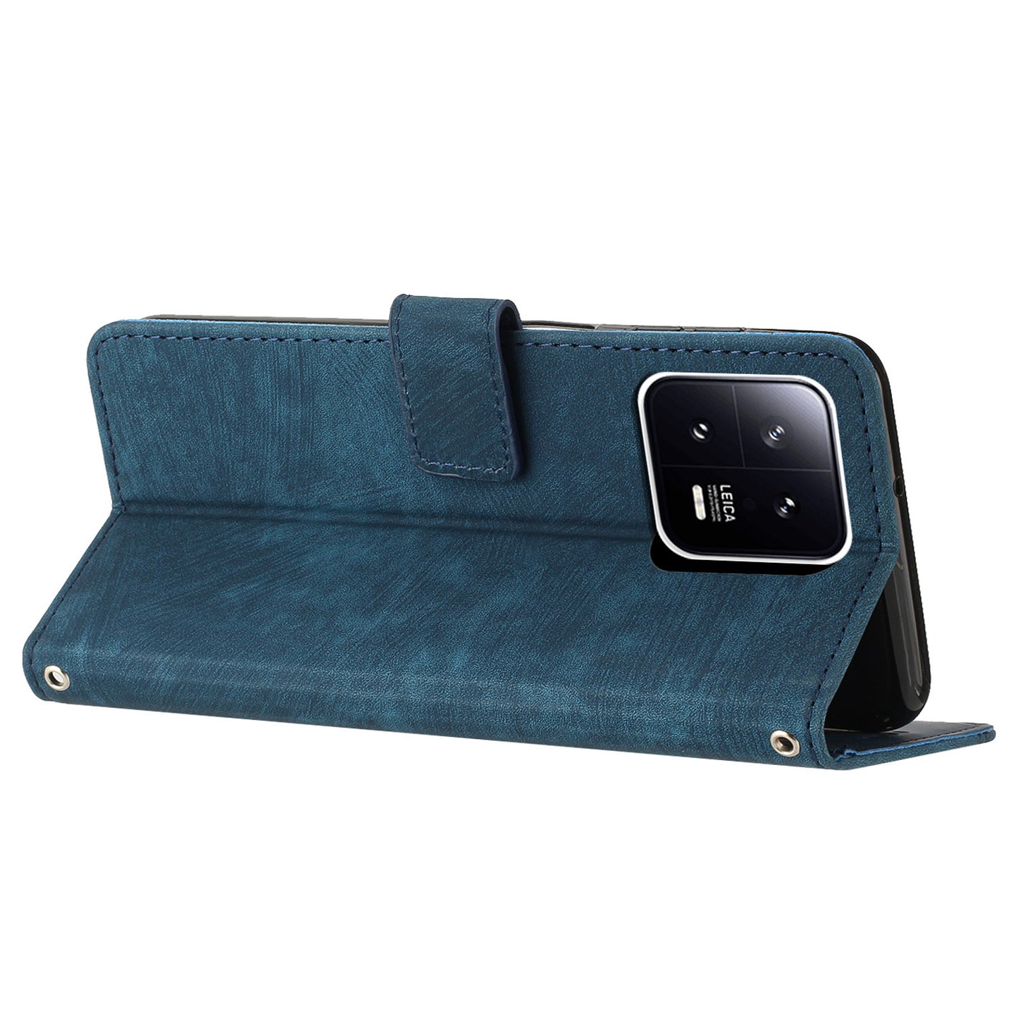 For Xiaomi 13 Pro 5G Skin-touch Wallet Phone Case PU Leather Stand Lines Imprinted Flip Cover