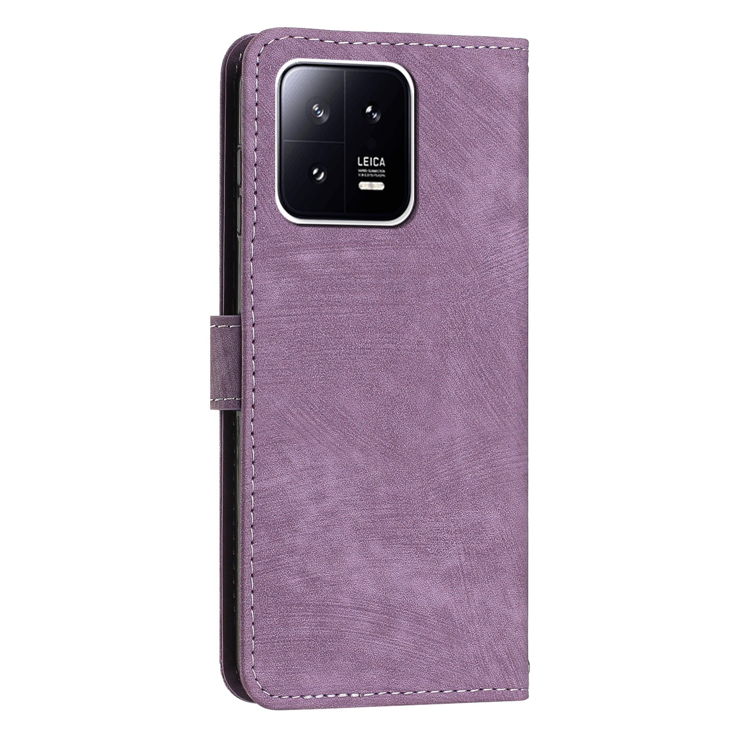 For Xiaomi 13 Pro 5G Lines Imprinted Phone Case Skin-touch Leather Wallet Stand Shockproof Cover