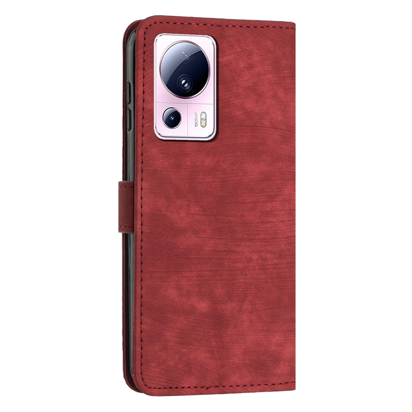 For Xiaomi 13 Lite / Civi 2 5G Skin-touch Leather Wallet Cover Lines Imprinted Flip Stand Phone Case