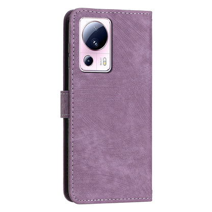For Xiaomi 13 Lite / Civi 2 5G Skin-touch Leather Wallet Cover Lines Imprinted Flip Stand Phone Case