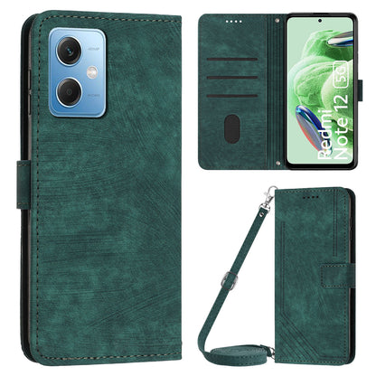 Leather Phone Case for Xiaomi Redmi Note 12 5G (China) / (India) / (Global) / Poco X5 5G , Stand Lines Imprinted Wallet Flip Cover
