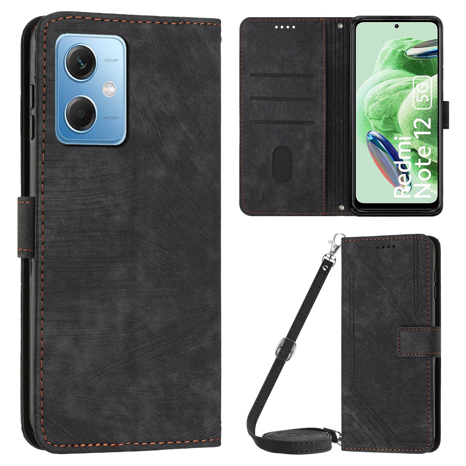 Leather Phone Case for Xiaomi Redmi Note 12 5G (China) / (India) / (Global) / Poco X5 5G , Stand Lines Imprinted Wallet Flip Cover