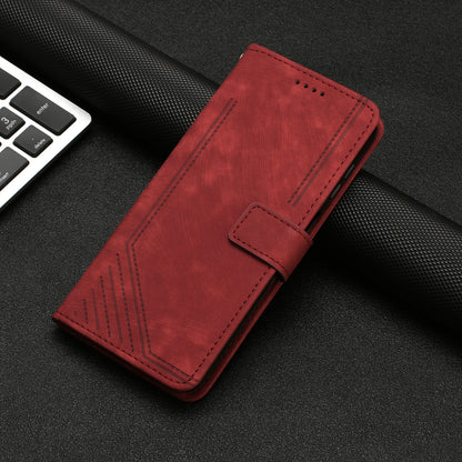 For Xiaomi Poco X3 NFC / X3 / X3 Pro Skin-touch Lines Imprinted Phone Case Flip Stand Leather Wallet Cover