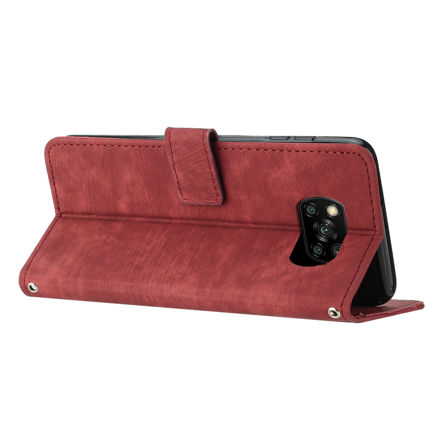 For Xiaomi Poco X3 NFC / X3 / X3 Pro Skin-touch Lines Imprinted Phone Case Flip Stand Leather Wallet Cover