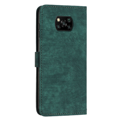 For Xiaomi Poco X3 NFC / X3 / X3 Pro Skin-touch Lines Imprinted Phone Case Flip Stand Leather Wallet Cover